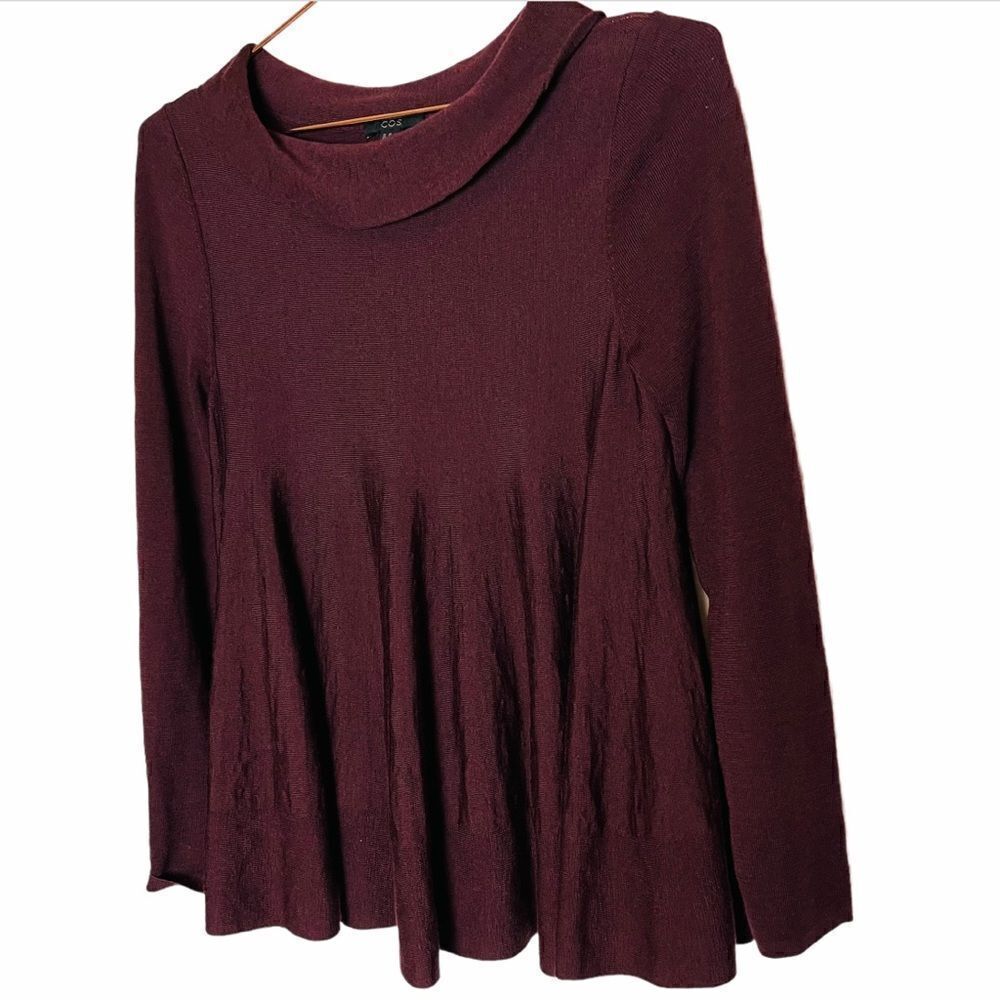 EUC COS Maroon Babydoll Knit Sweater Top XS
